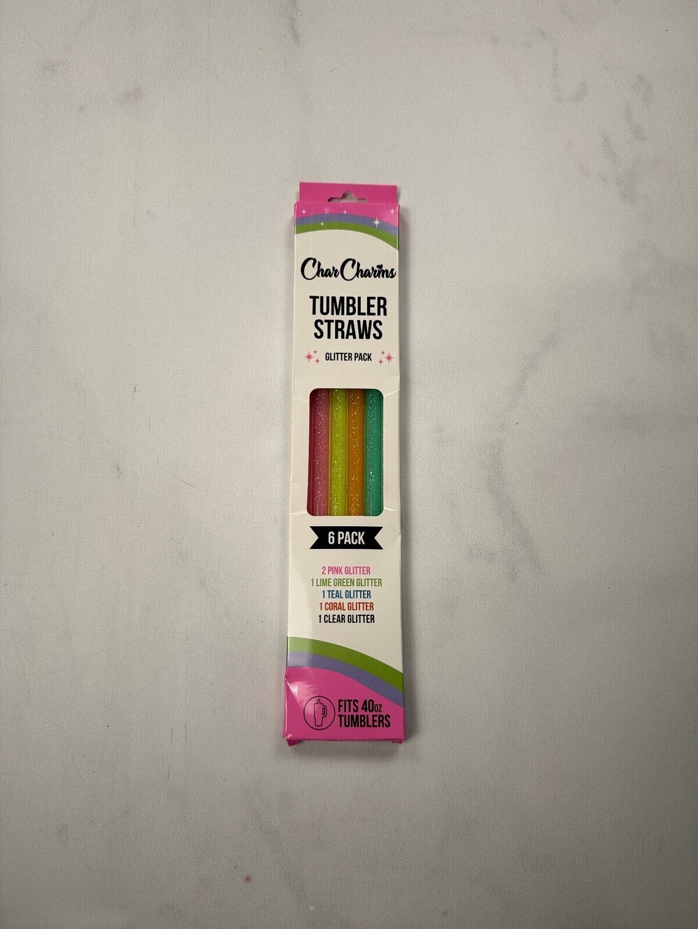 Char Charms Tumbler Straws Multi Modern Pack of 6